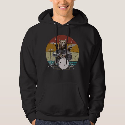 Bear Drummer Playing Drums Men Hoodie (Vorderseite)