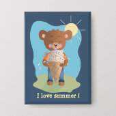 Bear Eating Ice Cream Rectangular Pin Button (Vorderseite)