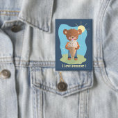 Bear Eating Ice Cream Rectangular Pin Button (Insitu)