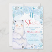 Bear Er oder sie Winter Schneeflocken Geschlechtsv Einladung (Vorderseite)