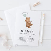 Bear ersten Geburtstag Einladung Grünen Ballon