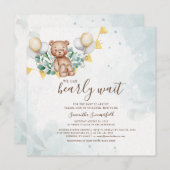 Bear Eucalyptus Foliage Watercolor Babydusche Einladung (Vorne/Hinten)