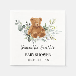 Bear Eucalyptus Greenery Baby Shower Napkins Serviette