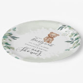 Bear Eucalyptus Verlasse Paares Baby Dusche Pappteller (Schrägansicht)