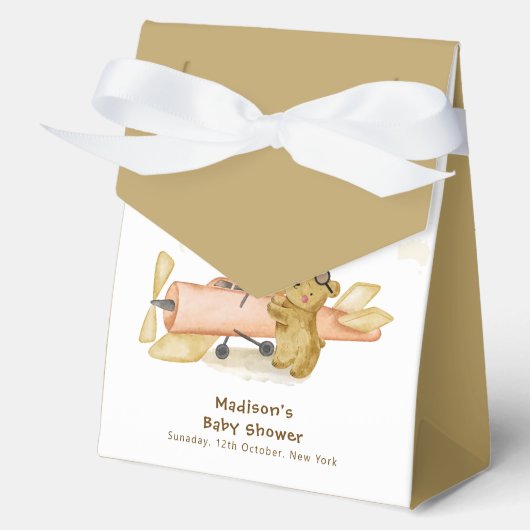 Bear Explorer World Map Airplane Boy Baby Shower  Geschenkschachtel (Vorderseite)