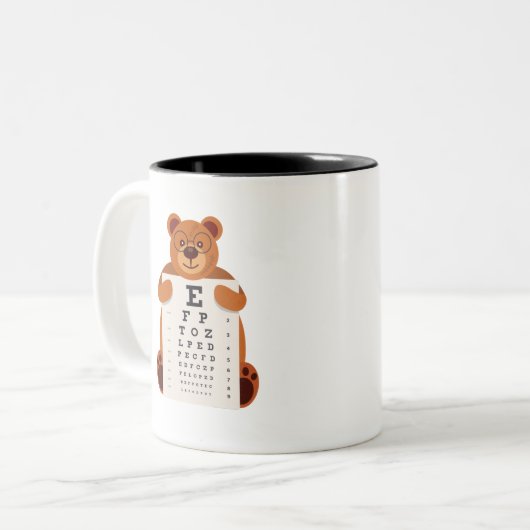 Bear eye chart zweifarbige tasse (Vorderseite Links)