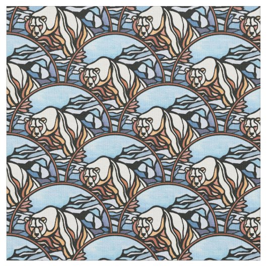 Bear Fabric Native Polar Bear Art Muster Stoff (Nahaufnahme)