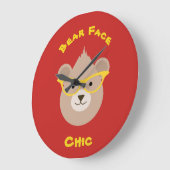 Bear Face Chic Große Wanduhr (Winkel)