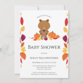 Bear Fall Pumpkin Baby Dusche Einladung (Vorderseite)