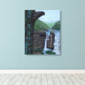 Bear Falls Wasserfall Malerei Leinwanddruck (Insitu (Holzboden))