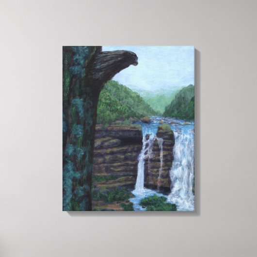 Bear Falls Wasserfall Malerei Leinwanddruck (Vorderseite)