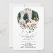 Bear Family Baby It's Cold Outside Baby Shower Einladung (Vorderseite)