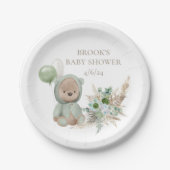 Bear Favor Wait Green Boho Bear Pappteller (Vorderseite)