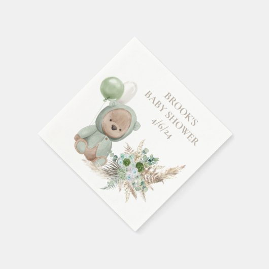 Bear Favor Wait Green Boho Bear Serviette (Ecke)