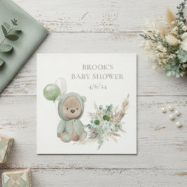 Bear Favor Wait Green Boho Bear Serviette