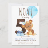 Bear Fifth Birthday Einladung (Vorderseite)