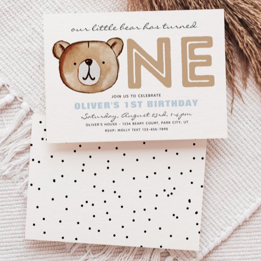 Bear First Birthday Einladungen