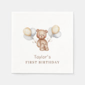 Bear First Birthday Forest Animals Paper Serviette (Vorderseite)