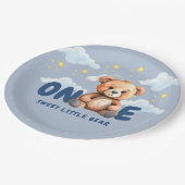 Bear First Birthday Paper Teller (Schrägansicht)