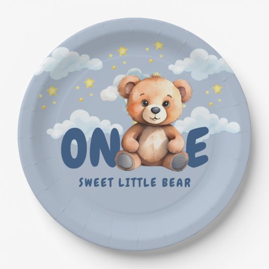 Bear First Birthday Paper Teller (Vorderseite)
