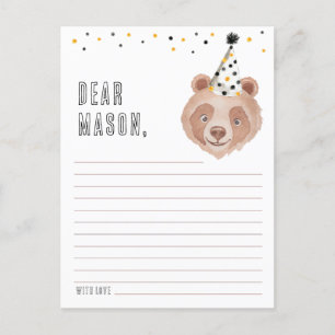 Bear First Birthday Time Kapselkarte - Teddy Bear Postkarte