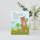 Bear First Birthday Vielen Dank Postkarte (Stehend Vorderseite)