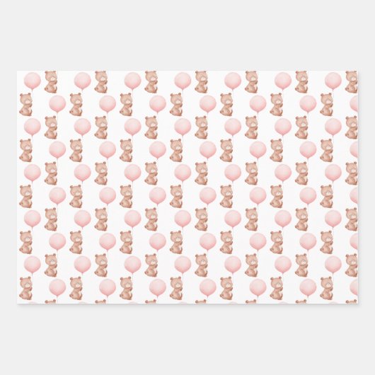 Bear First Birthday Wrapping Paper Sheets Geschenkpapier Set (Vorderseite 3)