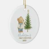Bear First Christmas Keepsake for Baby Boy Keramik Ornament (Rechts)