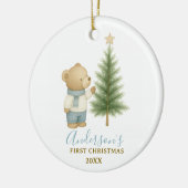 Bear First Christmas Keepsake for Baby Boy Keramik Ornament (Links)