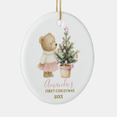 Bear First Christmas Keepsake for Baby Girl Keramik Ornament (Rechts)