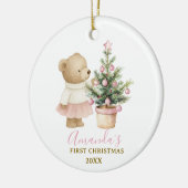 Bear First Christmas Keepsake for Baby Girl Keramik Ornament (Links)
