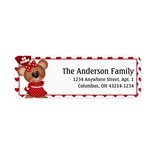 Bear First Valentine's Day Address Labels d1 (Vorne)