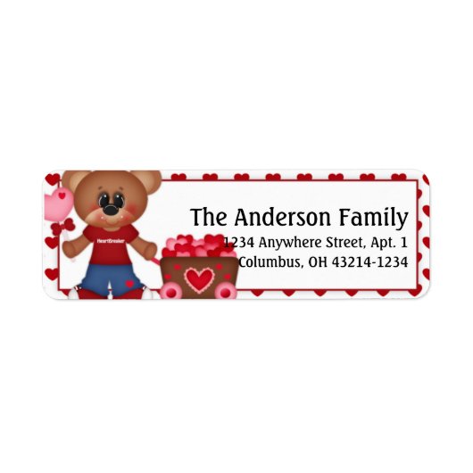 Bear First Valentine's Day Address Labels d3 (Vorne)