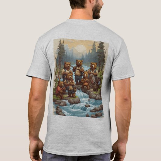 Bear Fishing Expedition: Designs für Whimsical T - T-Shirt (Rückseite)