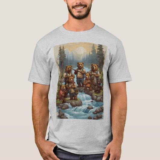 Bear Fishing Expedition: Designs für Whimsical T - T-Shirt (Vorderseite)