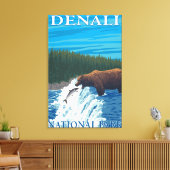 Bear Fishing in River - Denali National Park, Leinwanddruck (Insitu (Wohnzimmer))