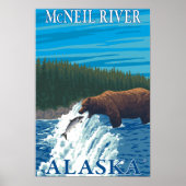 Bear Fishing in River - McNeil River, Alaska Poster (Vorne)