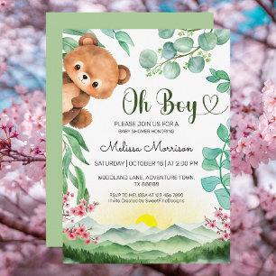 Bear Forest Cub Baby Boy Dusche Einladung