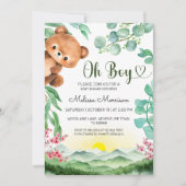 Bear Forest Cub Baby Boy Dusche Einladung (Vorderseite)
