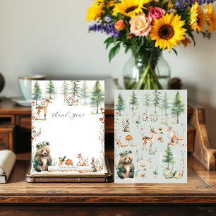 Bear Forest Deer Niedlicher Tiere Woodland Baby Du Dankeskarte