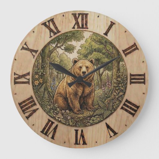 Bear Forest- Wall Clock Große Wanduhr (Vorderseite)