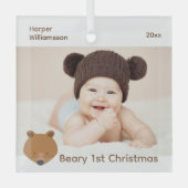 Bear Foto Baby First Christmas Ornament Aus Glas (Vorderseite)