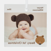 Bear Foto Baby First Christmas Ornament Aus Glas (Rückseite)