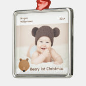 Bear Foto Baby First Christmas Ornament Aus Metall (Links)