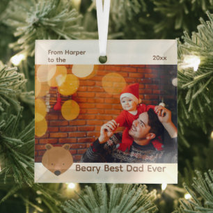 Bear Foto Best Vater Weihnachten Ornament Aus Glas