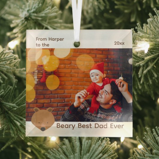 Bear Foto Best Vater Weihnachten Ornament Aus Glas (Insitu)