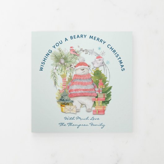 Bear Frohe Weihnachten 5 Fotos Festivals Newslette Dreifach Gefaltete Urlaubskarte (Cover)