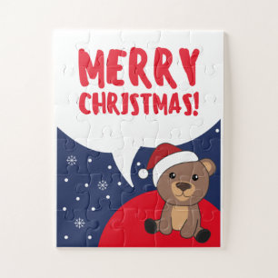 Bear Frohe Weihnachten Winter Tiere Bären Puzzle
