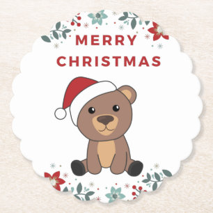 Bear Frohe Weihnachts-Winter-Tiere Bears Paper Co Untersetzer