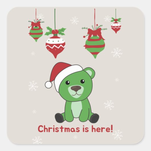 Bear Frohe Weihnachts Winter Tiere Bears Square S Quadratischer Aufkleber (Vorderseite)